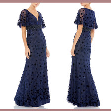 NWT Mac Duggal [ 18 ] 67712 Cape Sleeve Appliqué Embellished Floral Gown #G1559