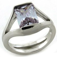 LOAS1185 - Rhodium 925 Sterling Silver Ring with AAA Grade CZ in Amethyst