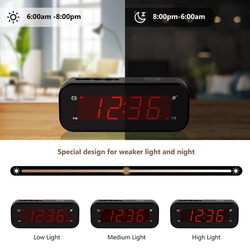 Small Digital Clock Battery Operated, LED Travel Alarm Clock Battery Powered ... - Picture 5 of 7
