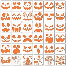 36 Pcs Halloween Stencils, 6 Inch Reusable Pumpkin Carving Stencils