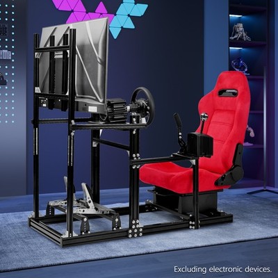 Supllueer 3060 Aluminum Alloy Racing Simulator Cockpit & TV Stand For Logitech