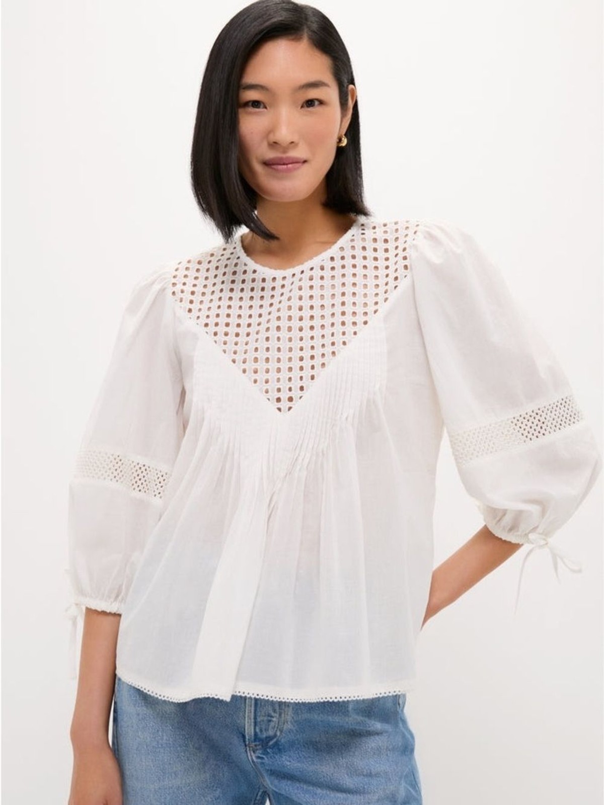 Tuckernuck White Bella Blouse Size Large NWT in White Lightweight Airy Cotton