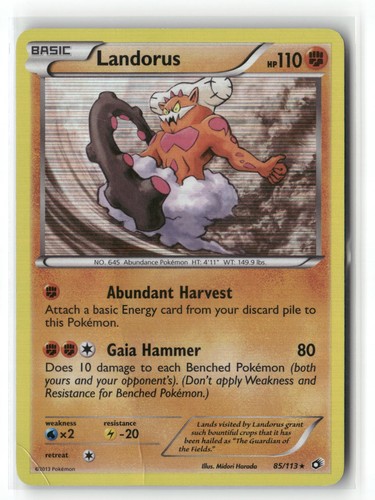 Landorus 85/113 Holo Rare Legendary Treasures Pokemon Damaged