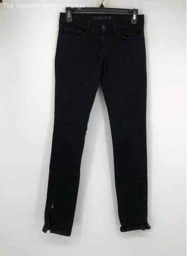 J Brand Womens Black Denim Dark Wash Stretch Ankle Zip Skinny Leg Jeans Size 25