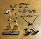 3 w/ Tie Bar Clips, Gold, Silver 8 Vintage Swank & Other Cuff Link Sets,