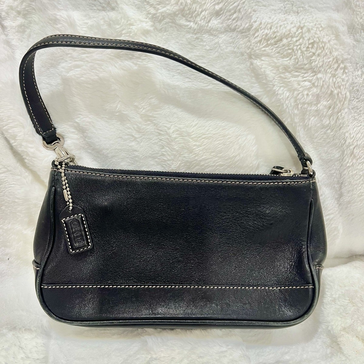 Coach Hampton Demi Bag Black Leather Mini Shoulder Purse Y2K 