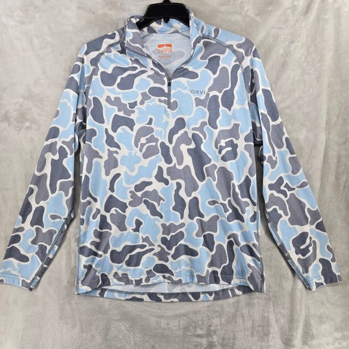 Orvis Pullover leichtes 1/4 Zip Camouflage Langarmshirt Medium