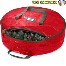 Waterproof Holiday Wreath Storage Bag W/ Zipper Handles & Card Slot 36in New