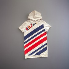 Ralph Lauren Women’s Flag & Stripes Hooded Short Sleeve Sweatshirt Dress Large