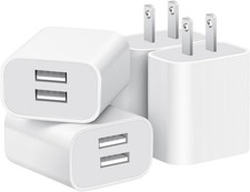4- Pack, USB Wall Charger, Dual Port USB Cube Power Adapter Charger Plug Block C