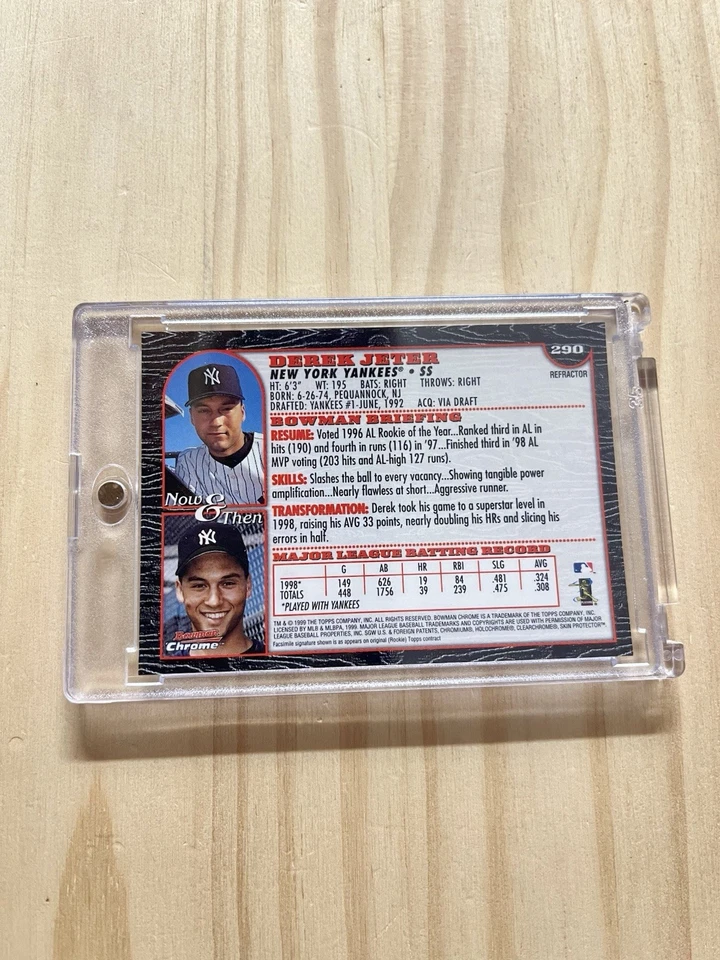 1999 Bowman Chrome #290 Derek Jeter Refractor New York Yankees - Image 2 of 2