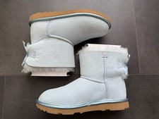 UGG Boots 36 NEU Mini Bailey Bow Metallic Hellblau Stiefel mit Schleife