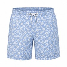 Janie Snd Jack Boys Size 8 Light Blue Floral Swim Suit UPF 50+ Recycled New