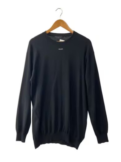 PRADA Knit Sweater (Thick) Size 50 Cashmere Black Solid Color UMB678
