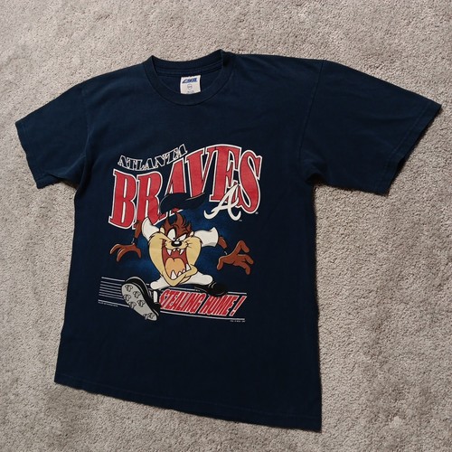VTG 1997 Warner Bros Atlanta Braves Taz Looney Tunes T-Shirt YOUTH XL 16/18 - Picture 3 of 13