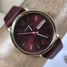 Marc Jacobs Women MBM1386 Dress Maroon Leather Quartz Analog 38mm Watch 7 1/4"