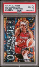 2024 Select WNBA En Fuego White Disco Prizm #1 Aaliyah Edwards /75 PSA 10 POP 1