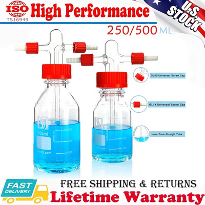 #ad #ad 250ml 500ml Lab Gas Washing Bottle Glass Lab Scrubber Buffer Bottle Lab Kit US $37.99