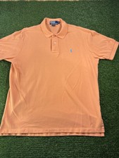 Polo Ralph Lauren Polo Shirt Mens L Orange Pique Cotton Pony Short Sleeve Casual