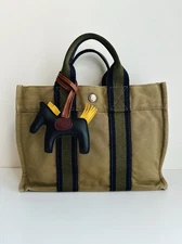 Authentic HERMES Fourre Tout Canvas Tote Bag Small Olive Green