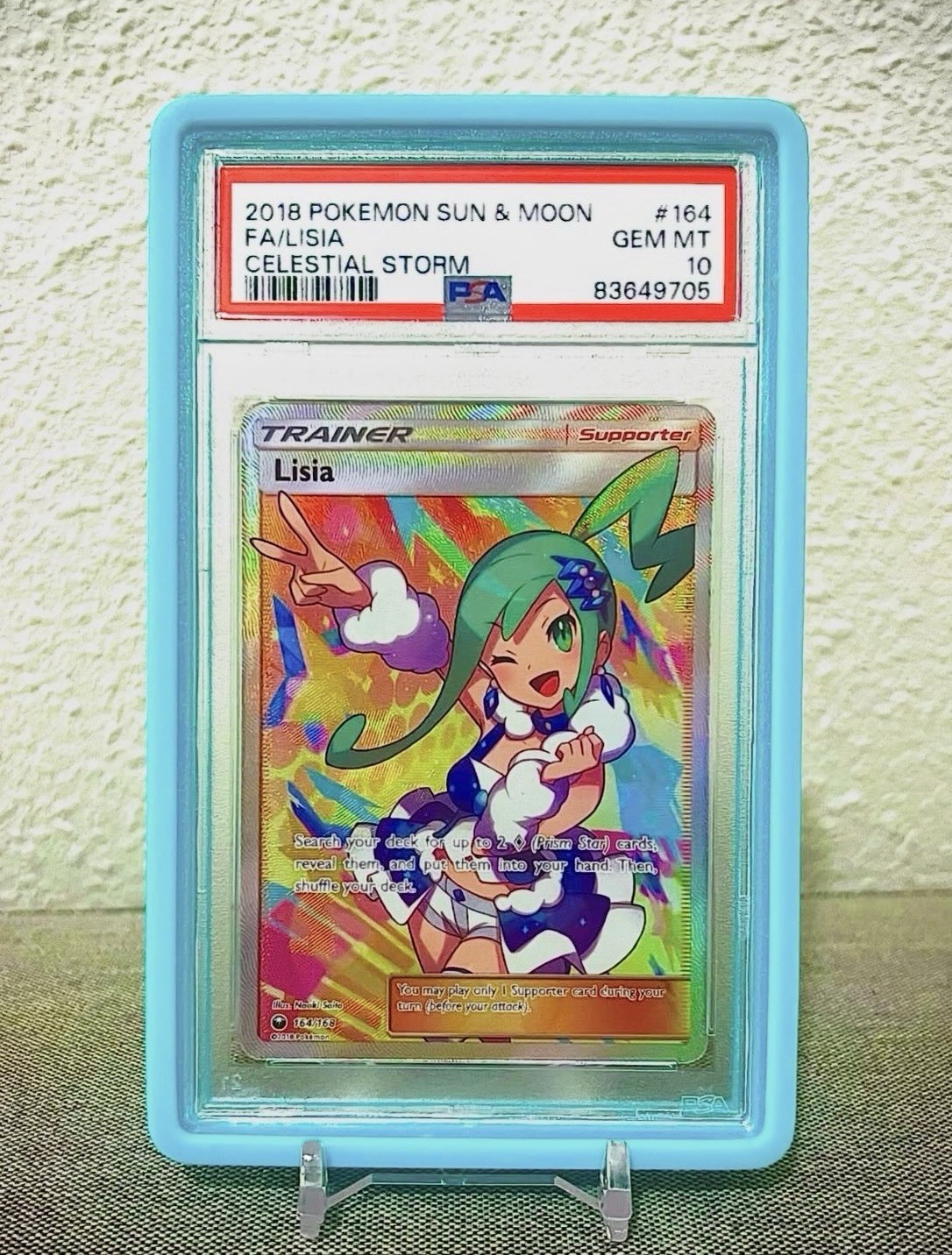 Pokémon 2018 TCG Celestial Storm Lisia 164/168 Full Art Holo PSA 10