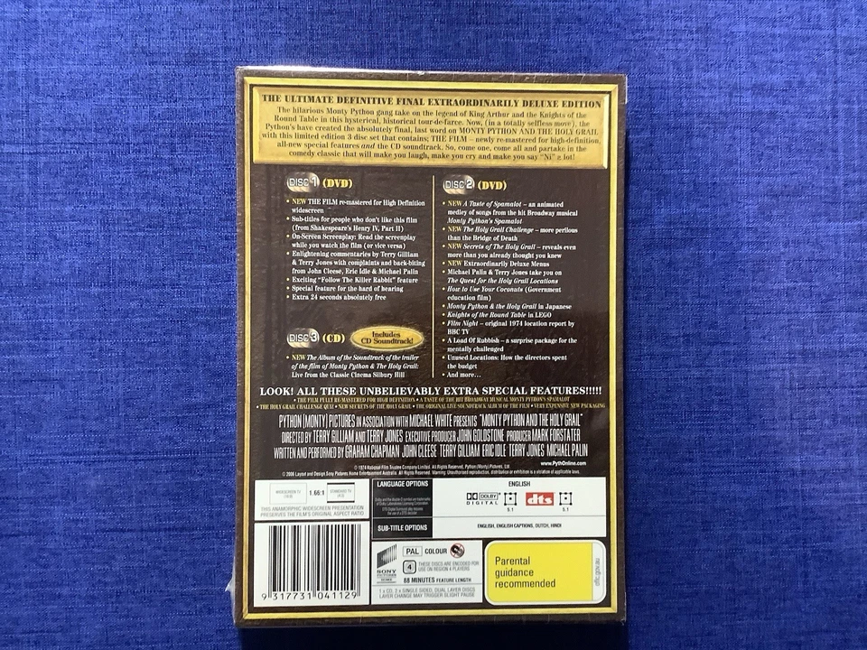 Monty Python and the Holy Grail (Extraordinary Deluxe Edition, DVD, 1974) New - Image 2 of 2