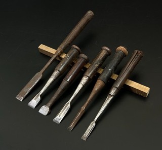 Vintage Japanese rare Chisel nomi 6 set made by blacksmith /Hammer Hand Tool a21