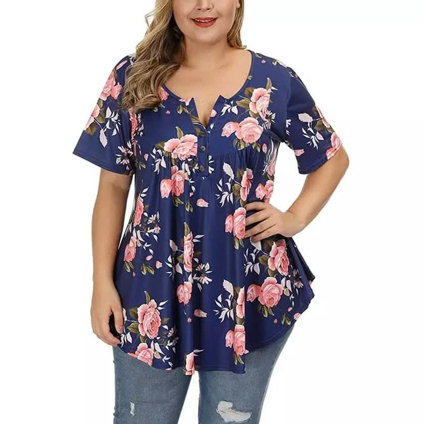 Women's Henley Shirts Floral Tunic Tops Short Sleeve Blouses
Opens in a new window or tab