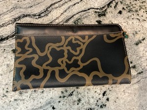 Tous Brown Patterned Zip Pouch with Bear Charm Teddy Bear Losin Leather Bag Charm & Keychain – Handmade in  main image 3