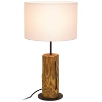 Holz Tischleuchte Lucas Mit Textilschirm Weiß E27