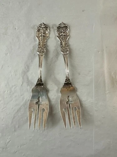 Vintage Reed & Barton Sterling Silver Francis First Cluster Salad Forks Pair