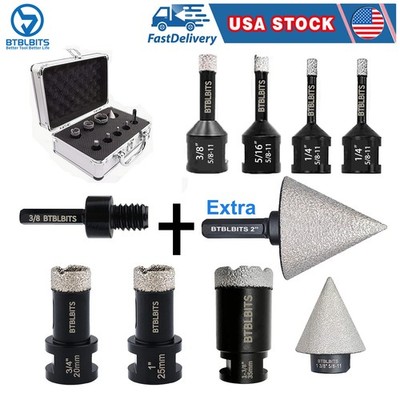 Diamond Core Drilling Bits Set Tile Hole Saw Cutter Kit Ceramic Granite Marble