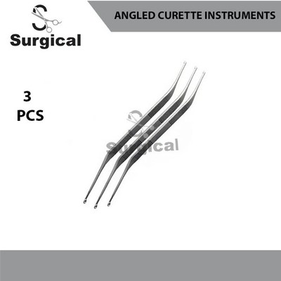 Angled House Curette Set | 3 Pcs | Double Ended Cup ENT Surgical Instrument