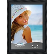 Icona Bay 5x7 Black Picture Frame Beautifully Detailed Molding, Contemporary