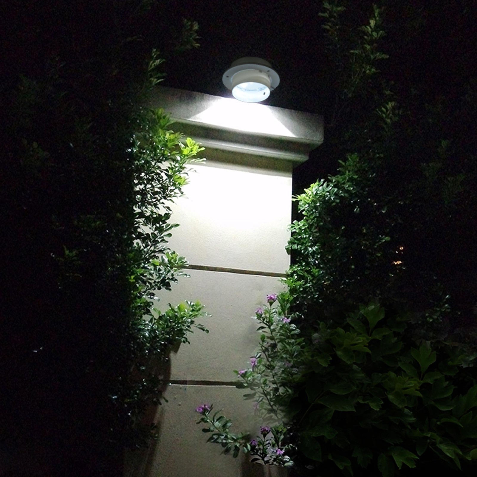 LED Solar Gutter Light Waterproof Outdoor Garden Fence Wall Lights White 4Pcs