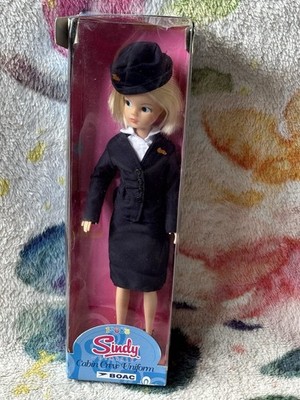 Retro Sindy Classic Doll 1970s BOAC Cabin Crew Uniform, Blonde NRFB