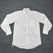 Geoffrey Beene Men's Dress Shirt Size 15.5 34/35 Medium White Long Sleeve Wrinkl