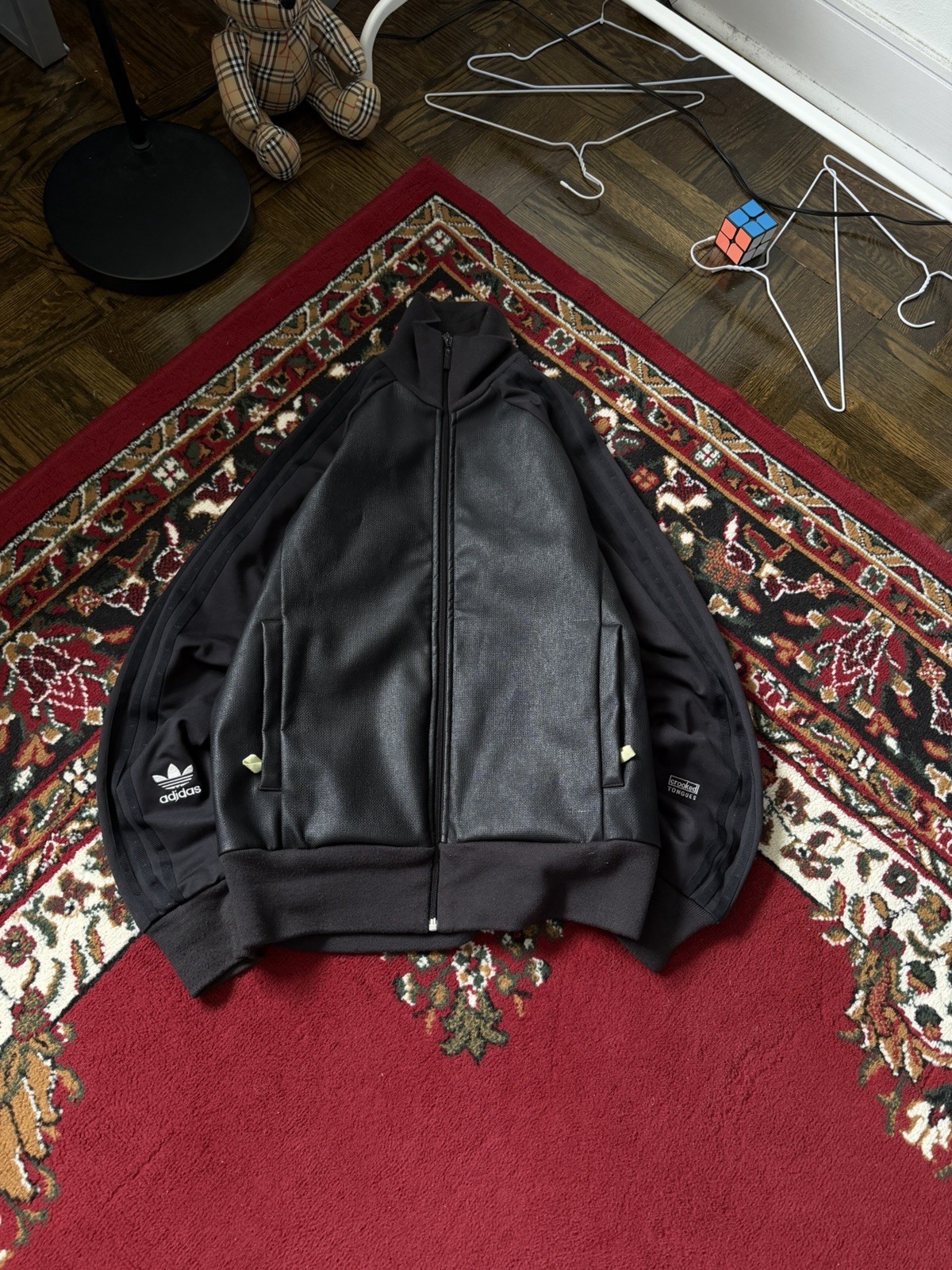 Vintage Adidas Crooked Tongues BK3 Adicolor Black Series Track Bomber Jacket S image 2