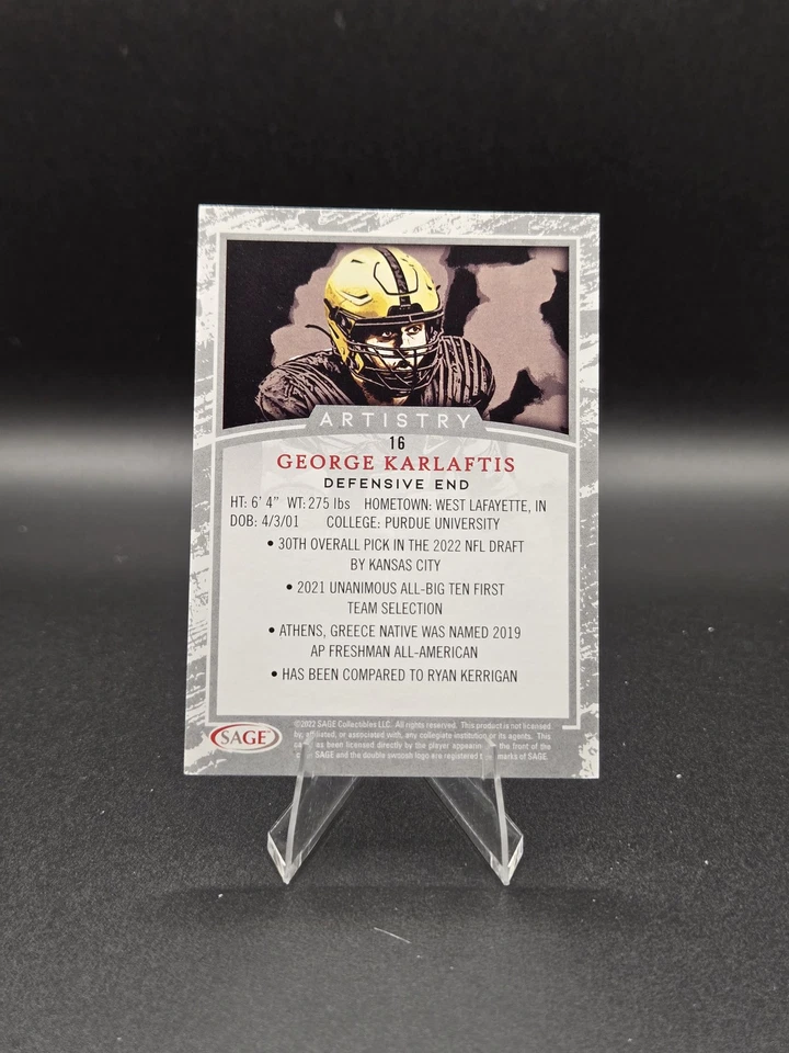 2022 SAGE Artistry #16 George Karlaftis - Image 2 of 2