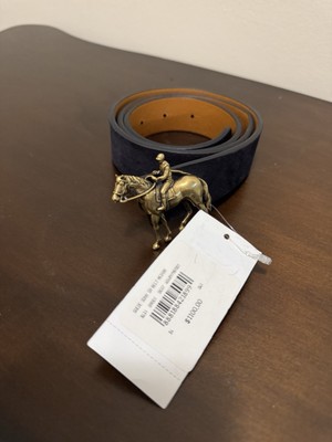 Ralph Lauren Men's Brown Navy Dress Belt Brass Horse Rider Buckle Size 34 |  eBay
