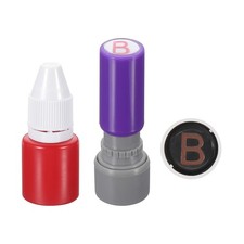 Patikil Stamp B Alphabet 10Mm Round English Letter Stamp Name Stamp With Red In 