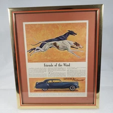 1941 Linclon Contential Ad Friends Of The Wind V-12 Greyhound Framed And Matted