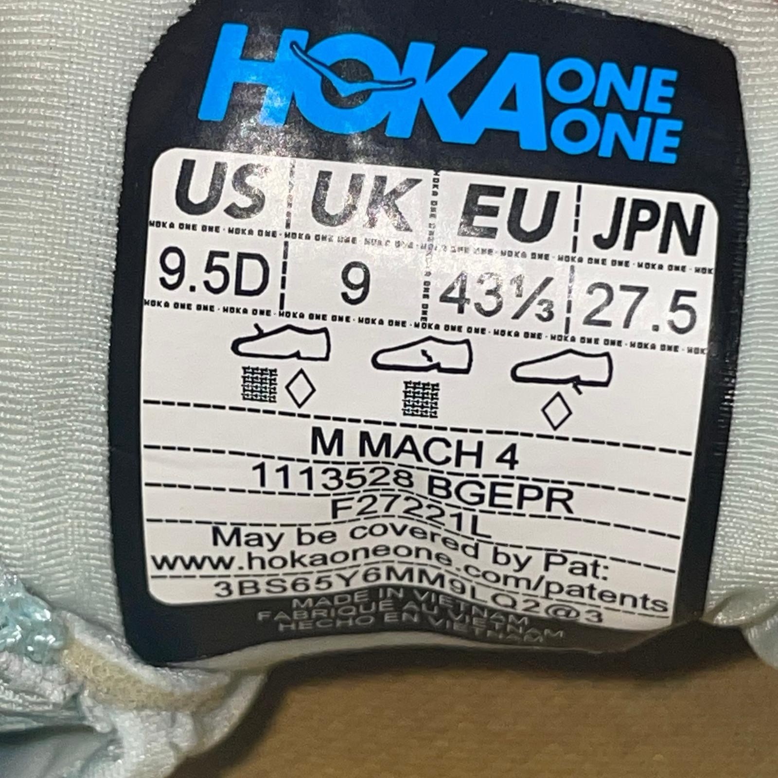 HOKA One One Mach 4 Running Shoes Mens Size 9.5 D Blue Glass/Evening Primrose thumbnail 3