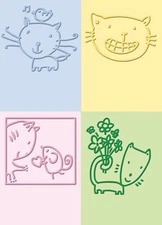 CUTTLEBUG ProvoCraft CAT 4 EMBOSSING FOLDERS KITTEN