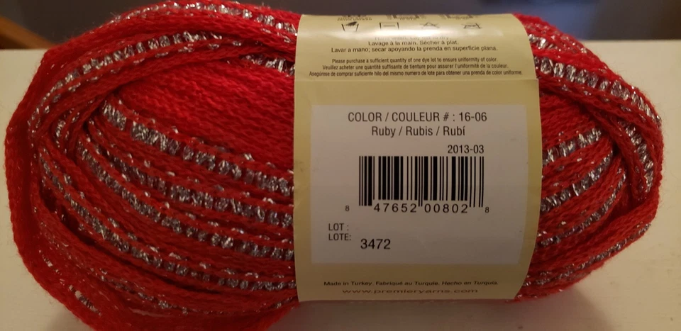 Premier Yarns Starbella Flash 3.5 OZ 33 Yardas Rubí 1 Bola Proyecto NUEVO Foto 3 de 4