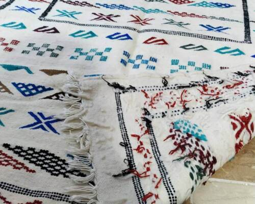 Moroccan Berber Rug 3x5 ft, 100% Soft Wool Solid Natural Off White Best Gift - Picture 7 of 7