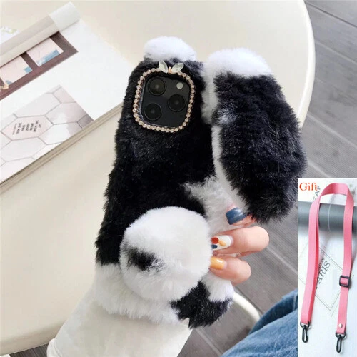 Funda Bandolera Piel de Conejo Peluda Cuerda Larga Suave TPU Para MOTO G Stylus 5G  Foto 2 de 4