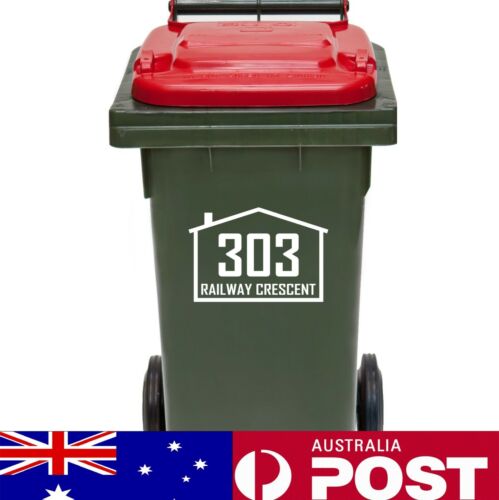 Wheelie Bin Sign house number street name Decal Rubbish bin sticker - Picture 7 of 14