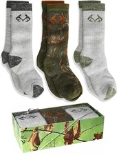 Realtree Boys Youth Ultra-Dri Merino Wool Comfy Boot Socks Gift Box 3 Pair