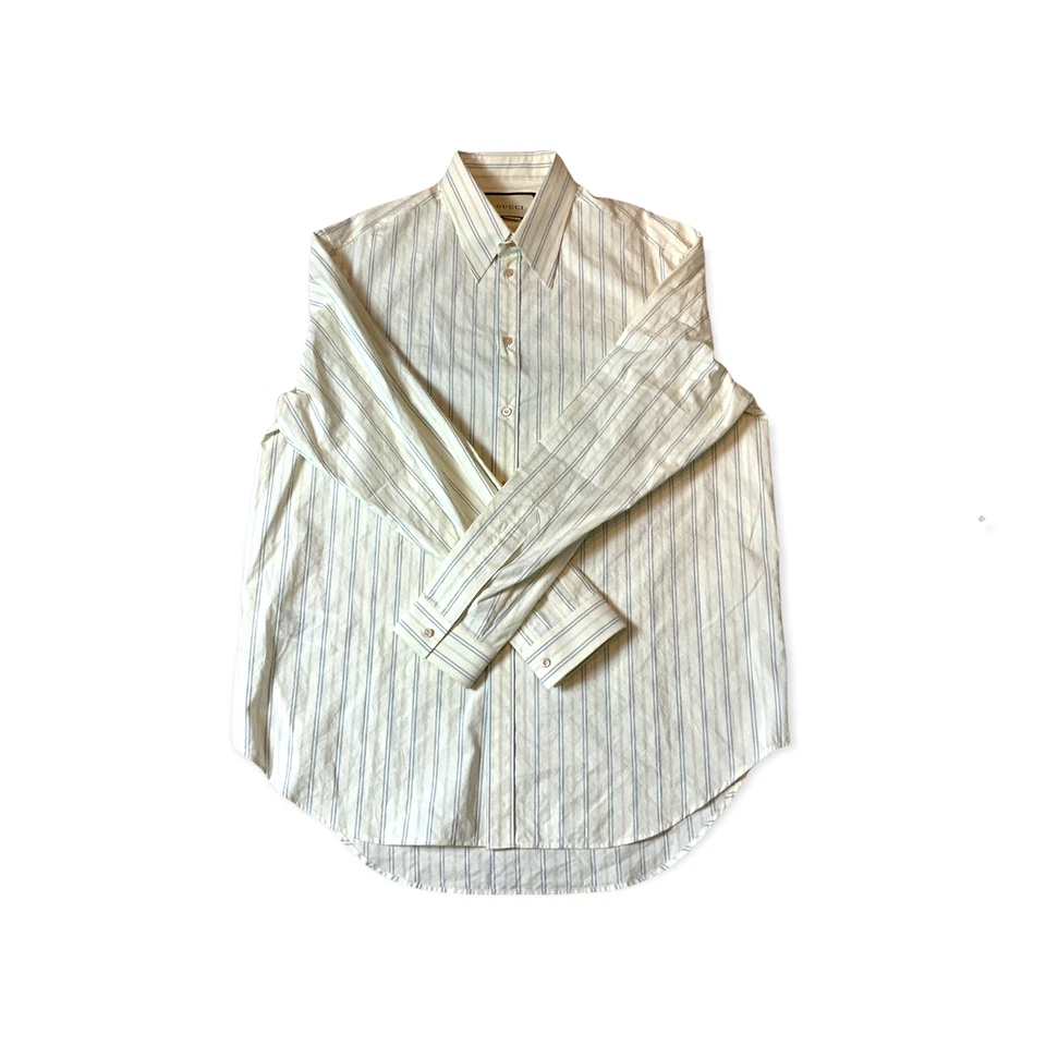 GUCCI Washed Stripe White and Blue Shirt - Image 2 of 4
